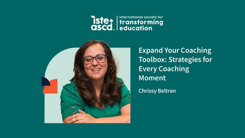 ISTE+ASCD author is a female with long medium brown hair and is wearing glasses and a green top against a dark green background.