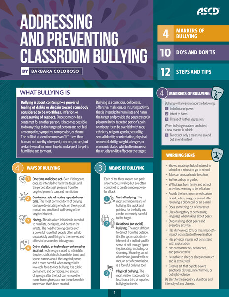 Addressing And Preventing Classroom Bullying (Quick Reference Guide)